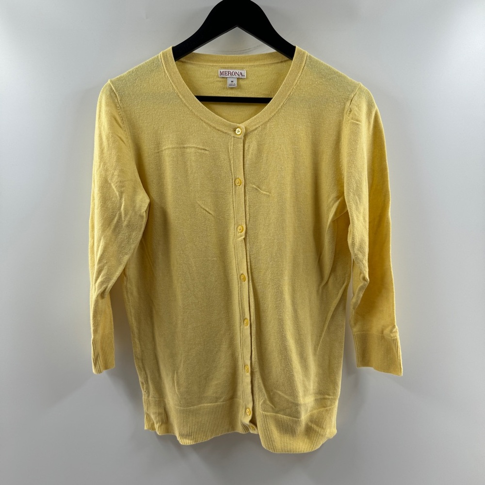 Merona Yellow Button Front Cardigan Size Medium